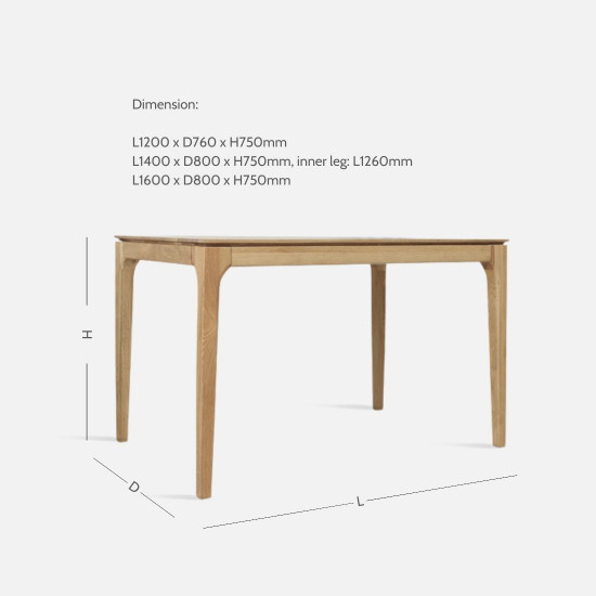  [Sale] DANA Dining Table L120 - L180, Walnut